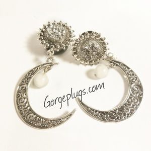 Silver Moon Dangle Plugs (0g-1 1/8")